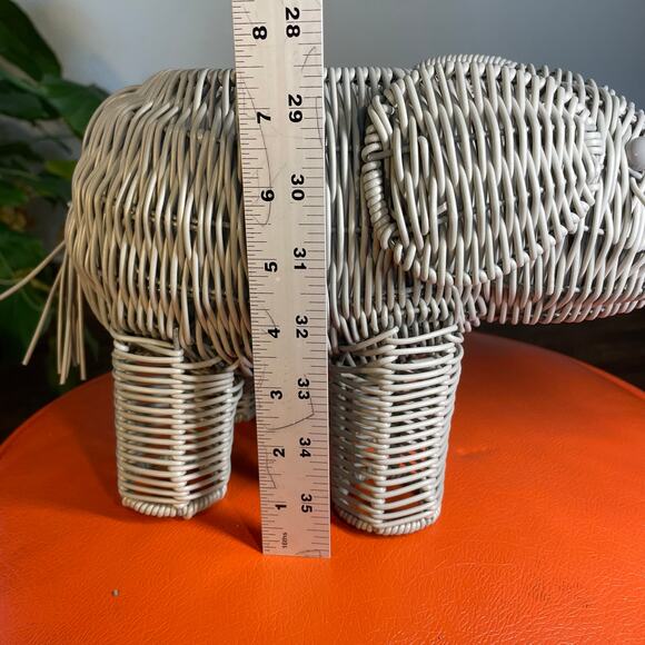Vintage Grey Woven Elephant Planter Unique Decor Plant Holder - Picture 4 of 16